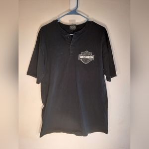 HARLEY-DAVIDSON mens Black Polo With Back Graphic Logo Size XL
